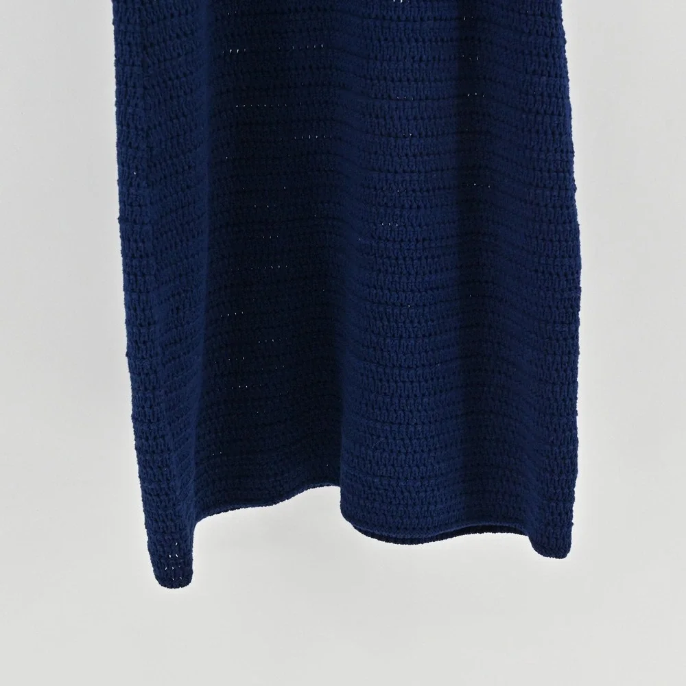 Banana Republic Crochet Knit Dress Size M Navy Blue Sleeveless Boho Vacation NWT